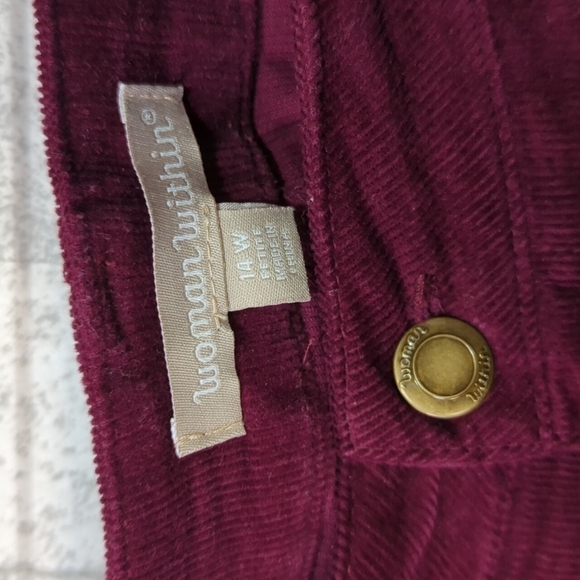 Woman Within Burgundy Corduroy Bootcut Pants size 14 Petite - Picture 2 of 5